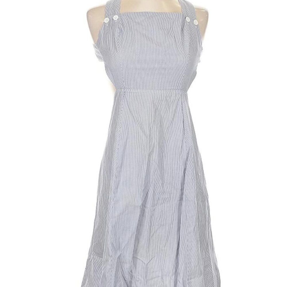 Reformation Blue White Apron Style A-Line Dress Size 2